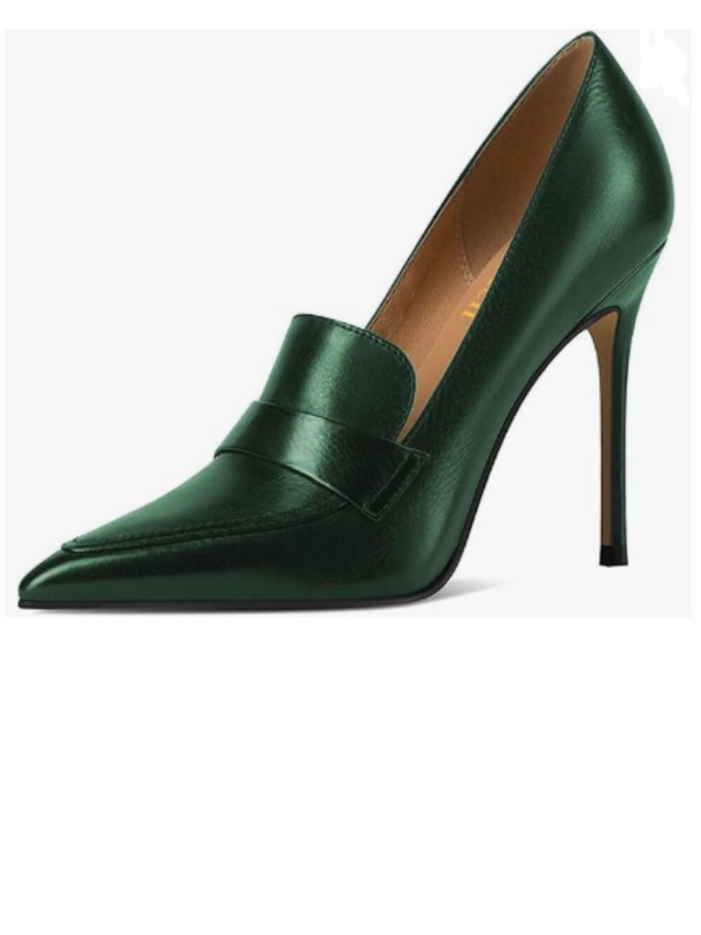 miss left Green High Heel Loafer Pumps Closed Pointed Toe Slip on Basic Shoes
